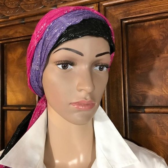 (Set of 3) Pop Metallic Stripe Stretch Fringe Scarves - Picture 7 of 10